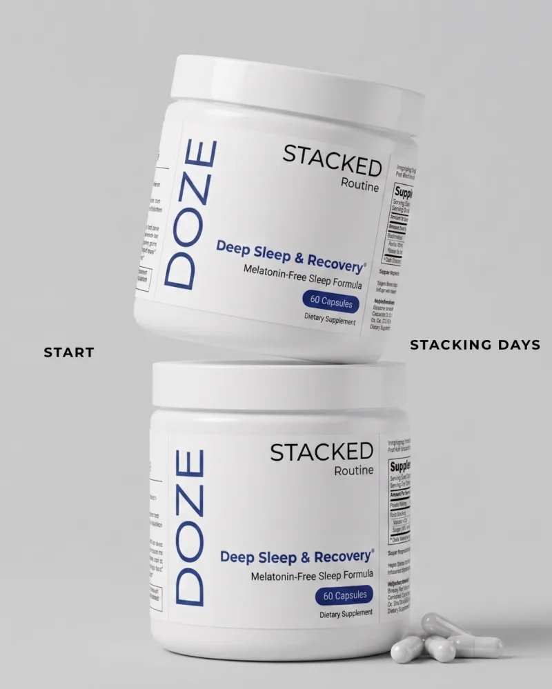 DOZE bottle, melatonin-free nighttime cortisol regulation for men